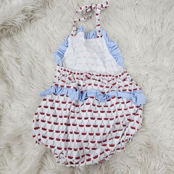 James & Lottie White Sailboat Printed Bubble Red Blue Toddler Girls Size 4T - Picture 4 of 6